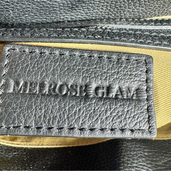 Melrose Glam Birken Style Black Leather Handbag Silver Stud Embellishments - Picture 16 of 16